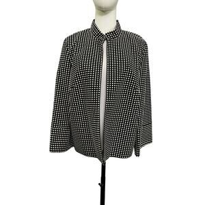 Josephine Black White Dot Print Collared Crop Jacket Size 12 EUC